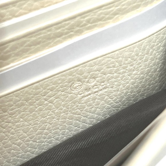 💛SOLD🖤 Ivory Gucci GG Interlocking Pebbled Leather Wallet On Chain - Picture 9 of 11